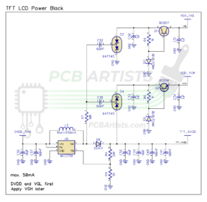 Schematic for generating VGH, VGL, VCOM, and AVDD voltage for TFT LCD ...