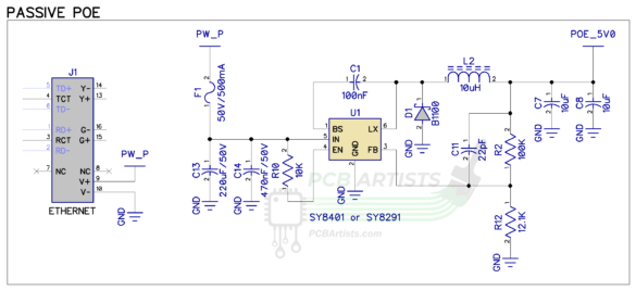 ESP32 Passive PoE (Power Over Ethernet) Design With Basic Schematic ...